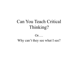 Can You Teach Critical Thinking?