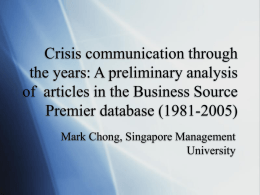 Crisis communication through the years: A preliminary