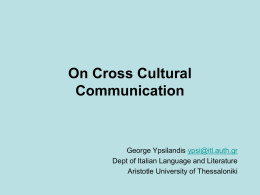 Cross Cultural Communication: Implications to syllabus and