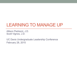 Learning to Manage Up - Center for Leadership Learning: Home