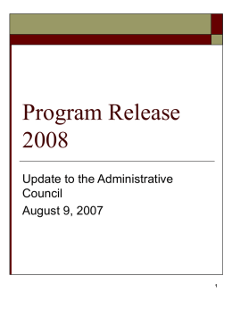 Program Release 2008 - University of Wisconsin–Madison