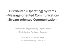 Distributed (Operating) Systems -Architectures-
