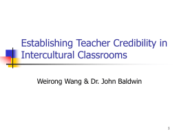 Establishing Teacher Credibility in Intercultural Classrooms