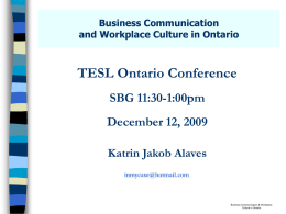 Business Communication & Workplace Culture in Ontario