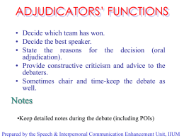 Adjudicator's Functions