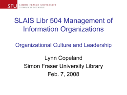 SLAIS Libr 504 Management of Information Organizations