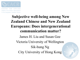 Subjective well-being among New Zealand Chinese and New