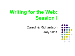 Writing for the Web: Session I
