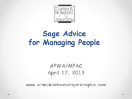 Sage Advice for Managing People - APWA