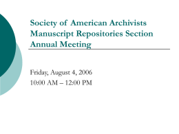 Society of American Archivists Manuscript Repositories