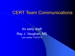 CERT Team Communication - Ray Vaughan's Web Site