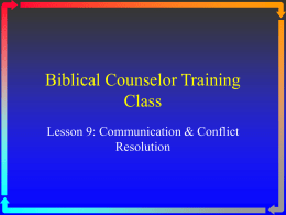 Basics of Biblical Counseling - Grace Bible Church