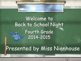Fourth Grade Back to School Night