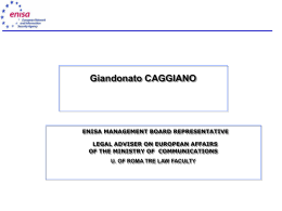 Giandonato CAGGIANO Adviser of the Ministry of Communications