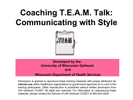 Coaching TEAM Talk: Communicating with Style