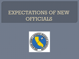 EXPECTATIONS OF NEW OFFICIALS