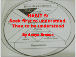 Seek first to understand, Then to be understood