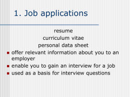 Job Applications. Communications