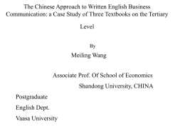 The Chinese approach to Written English Business Communication
