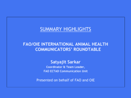 FAO/OIE International Animal Health Communicators` Roundtable
