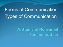 Written and Oral Communication