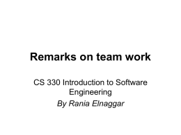 Remarks on team work
