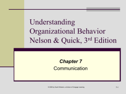 Understanding Organizational Behavior Nelson & Quick, 3rd Edition