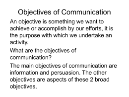 Objectives of Communication