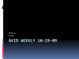 AVID Weekly 10 19 09