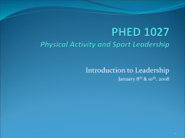 PHED 1027 Physical Activity and Sport Leadership