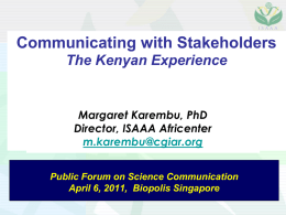 Communicating with Stakeholders The Kenyan Experience