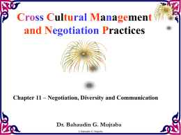 Cross Cultural Management and Negotiation