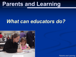 Parents & Learning – A Workshop for Teachers (Drummond & Moore)
