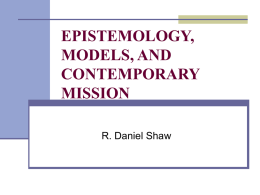 Shaw: Epistemology Models and Contemporary Mission