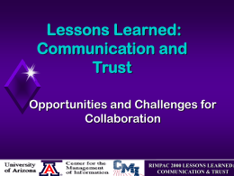 Communication & Trust RIMPAC 2000 Lessons Learned
