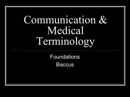 Communication & Medical Terminology