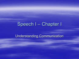 Speech I – Chapter I