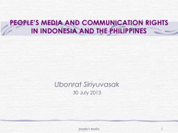 PEOPLE`S MEDIA AND COMMUNICATION RIGHTS IN INDONESIA