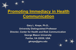 kreps_immediacy - Rhetoricians of Health and Medicine