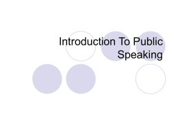 Introduction To Public Speaking