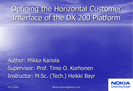 Defining the Horizontal Customer Interface of DX 200 Platform