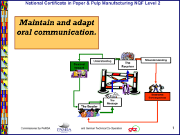 National Certificate in Paper & Pulp Manufacturing NQF Level 2