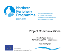 Project_Communication - Northern Periphery Programme