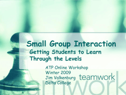 Why Small Groups? - WikiTutor