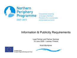 NPP 2007-2013 - Northern Periphery Programme