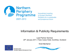 Publicity Requirements - Northern Periphery Programme
