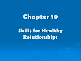 Chapter 10 Skills for Healthy Relationships Roles