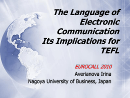 The Language of Electronic Communication Its