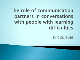 The Role of Communication Partners with People with