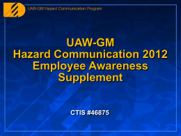 Hazard Communication Employee Training Program (including GHS